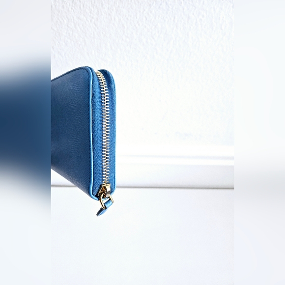 Prada Saffiano Leather Blue Bow Long Zippy Wallet - Picture 8 of 10